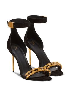 Expensive Heels, Balmain Shoes, Luxury Heels, Fashion Shoes Heels, Girly Shoes, Stiletto Shoes, Embellished Sandals, Aesthetic Shoes, Gold Heels