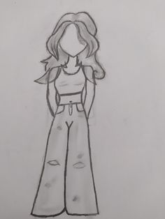 a drawing of a woman in wide legged pants