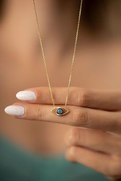 Handmade Evil Eye, Evil Eye Necklace Gold, Silver Eye, Gold Charm Necklace