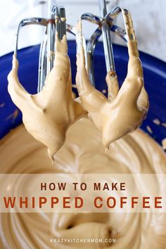 two mixers with whipped cream in them and the words how to make whipped coffee