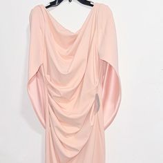 Size 10 Pink Like Color Brand New Draped Sleeve Dinner Dresses, Spring Evening Mini Dress With Draped Shape, Spring Evening Dress With Draped Sleeves For Party, Pre-draped Pink Spring Dress, Spring Fitted Draped Dresses, Spring Evening Draped Midi Dress, Fitted Draped Spring Dress, Fitted Draped Dresses For Spring, Elegant Pink Dress With Draped Sleeves