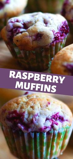 raspberry muffins with text overlay