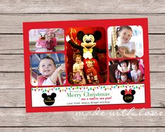 a mickey mouse christmas card with photos