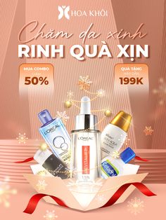 an advertisement for skin care products with snowflakes in the background and text that reads,