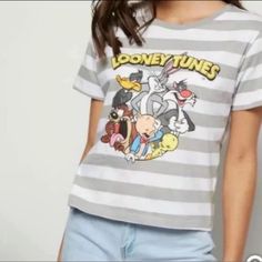 New Rue21 X Looney Tunes Graphic Tee Size: L Why Like It, When You Can Own It!?! All Items Come From A Smoke & Pet Free Home! Striped Graphic Tee With Graphic Print, Trendy Striped Top With Graphic Print, T-shirt Print Design, Looney Tunes Characters, Vacay Outfits, Retro Graphic Tees, Shirt Print Design, Own It, Soft Leggings