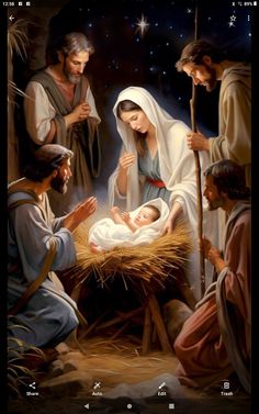 the birth of jesus is depicted in this painting