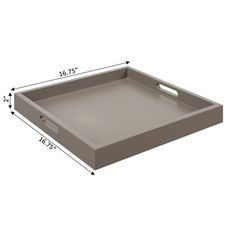 a gray tray is shown with measurements for it