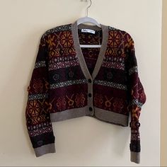 Brand New, But No Tags! The Little Crocheted Floral Details Are So Cute, And It's The Perfect Staple Cardigan For Fall :) Discontinued Style, And A Hard Find! Staple Cardigan, Vintage Knit Cardigan, Zara Sweater, Floral Vintage, Vintage Knitting, Green Brown, Green And Brown, Knit Cardigan, Dream Closet