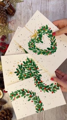 christmas card Cute Christmas Cards Watercolor, Christmas Watercolor Step By Step, Christmas Easy Cards, Cute Things To Paint Christmas, What To Put In A Christmas Card, Painting Ideas For Christmas Gifts, Christmas Art Cards, Watercolor Art For Christmas, Waterpaint Christmas Card