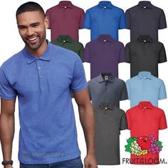 Fruit of the Loom 65/35 Polo Shirts Mens Plain Tee T Shirt | All Colours | S-5XL | eBay Ebay Selling, Plain Tees, Men Tops, Selling On Ebay, Polo Shirts, Fruit Of The Loom, The Loom, Fashion Tops, Womens Clothing Tops