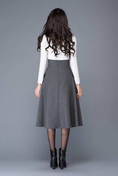 Gray wool skirt midi skirt winter skirts high waisted | Etsy Gray Full Skirt For Winter, Gray Lined Skirt For Winter, Elegant Gray A-line Skirt, Relaxed Gray Skirt For Winter, Elegant Gray Skirt With Pockets, Fall Gray Skirt With Pockets, Winter Office Skirt With Pockets, Gray Skirt For Winter Workwear, Gray Flared Skirt For Work