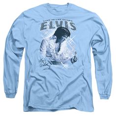 Elvis Presley Blue Vegas Men's 18/1 Long Sleeve 100% Cotton T-Shirt Birthday 2023, Dog Poems, Mens Long Sleeve Shirt, Perfect Gift For Girlfriend, Rhythm And Blues, Men's Long Sleeve T-shirt, Blue Tee, Carolina Blue, Elvis Presley