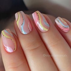 Easy Drawings Step By Step Sketches Swirl Nail Art, Squoval Nails, Work Nails, Nails 2023, Short Acrylic Nails Designs, Nail Designs Glitter, Short Nail Designs, Fancy Nails, Short Acrylic Nails