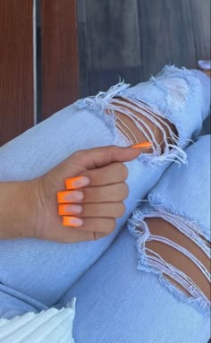 Orange French Tip Nails, Orange French Tip, French Orange, French Tip Acrylic Nails, Cute Acrylic Nail Designs, Long Acrylic Nails Coffin, Tip Nails, Orange Nails, Birthday Nails