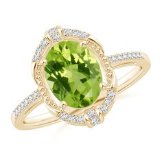 a green ring with diamonds around it