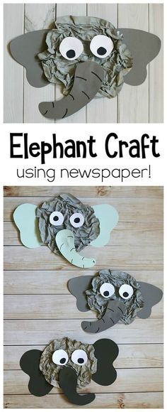 elephant craft using newspaper paper and googly eyes