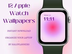 an apple watch with the text 12 apple watch wallpapers