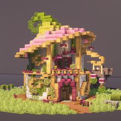 an image of a house made out of legos in the style of minecraft