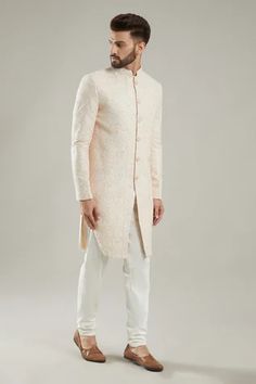 Shop for Kasbah Pink Silk Floral Embroidered Bandhgala for Men Online at Aza Fashions