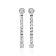 Pave Diamond Dangle Earring / 18k White Gold Natural Diamond Earring / Statement Wedding Earring Jewelry Birthday Gifts / Pave Earring Gifts Classic White Gold Linear Earrings With Prong Setting, White Diamond Linear Earrings With Prong Setting, White Brilliant Cut Drop Earrings, Fine Jewelry Linear Earrings With Prong Setting In White, White Prong Setting Linear Earrings Fine Jewelry, White Gold Linear Earrings For Anniversary, White Linear Earrings With Prong Setting, Linear Drop Earrings With Prong Setting For Anniversary, Classic Linear Earrings In Diamond White For Anniversary