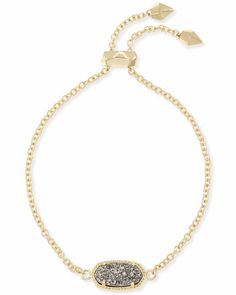 Kendra Scott Elaina Gold Adjustable Chain Bracelet In Platinum Drusy Station Bracelet, Arm Party, Platform Sandals Heels, Gold Bracelet Chain, East West, Gold Platinum, Adjustable Bracelet, Jewelry Bags, Kendra Scott