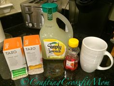 the contents of a coffee maker sitting on top of a counter