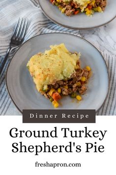 Ground Turkey Shepherd's Pie on a plate with a fork. Shepards Pie Recipe Easy Ground Turkey, Ground Turkey Sheppard Pie Recipe, Ground Turkey Shepherds Pie Recipe Easy, Healthy Shepards Pie, Turkey Shepards Pie, Sheppards Pie Recipe, Ground Turkey Shepherd's Pie, Turkey Shepherds Pie Recipe, Crockpot Ground Turkey