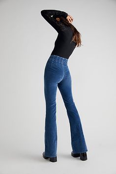 The perfect corduroy version of our top-rated style from our We The Free collection.**Fit:** Super high-rise, flared silhouette **Features:** Exaggerated yoking throughout, soft corduroy fabrication, exposed button fly, flattering flat front and back **Why We <3 It:** Retro-inspired with contemporary edge, these jeans are sure to stun with every wear. Corduroy Flare Pants Outfit, 60s Jeans, Cool Jeans, Jeans Free People, Everyday Clothing, Jeans With Heels, All Jeans, Tall Pants, Weekly Outfits