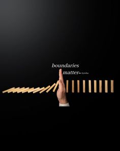 a hand is pointing to the word boundariess matter in front of a black background