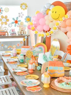 a collage of flowers, balloons, and other items is shown in this image