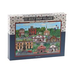 a puzzle box with an image of a town