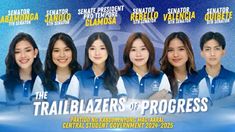 the trailblazers of progress poster with four girls in blue uniforms and white shirts