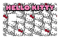 hello kitty wallpaper with the word hello kitty written in pink and red letters on it