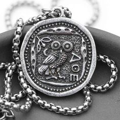 Athena Symbol, Necklace Man, Roman Jewelry, Vintage Pendant Necklace, Coin Pendant Necklace, Vintage Owl, Vintage Pendant, Coin Necklace, Coin Pendant