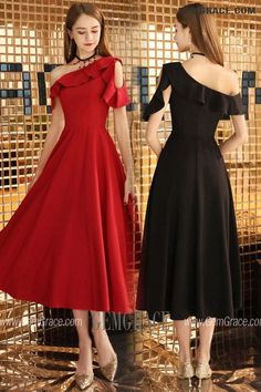 10% off now|Free shipping world-wide. Elegant Tea Length Black Semi Formal Dress With Ruffles Shoulder at GemGrace. Click to learn our pro custom-made service for wedding dress, formal dress. View #HomecomingDresses for more ideas. One-shoulder Ruffled Midi Dress For Prom, One-shoulder Ruffled Midi Prom Dress, Ruffled Midi Dress For Party Season, Formal Ruffled Midi Dress For Party Season, A-line Midi Dress With Ruffles For Banquet, Formal Midi Dress With Ruffles For Party Season, Solid Color Evening Midi Dress With Ruffles, Solid Ruffled Midi Dress For Party, Evening Solid Color Midi Dress With Ruffles