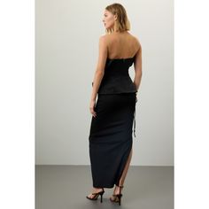 Black Cotton (100% organic cotton). Tops. Strapless. Back Zipper Closure. 12" from shoulder to hemline. Imported. Mara Hoffman, Rent The Runway, Asymmetric Hem, High Waist Jeans, Black Cotton, Strapless Top, Pencil Skirt, Casual Looks, Organic Cotton