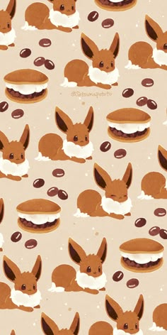 an animal pattern with buns and rabbits on the side, all in different colors