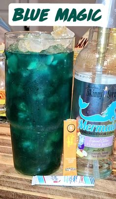 blue magic in a tall glass with ice