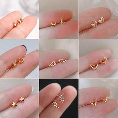 Lovely Small Earrings Piercings Wing Heart Stud Earrings For Women Gold Color 925 Silver Needles Ear Ear Piercing Jewelry, Ear Piercings Tragus, Teen Jewelry, Simple Stud Earrings, Mini Earrings, Mini Studs, Butterfly Earrings Stud, Stud Jewelry, Small Earrings Studs