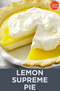 the lemon supreme pie is ready to be eaten