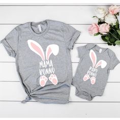 Mama Bunny Baby Bunny Easter Mother Matching T-shirts Matching Mommy Daughter, Mother Daughter Shirts, Daughter Shirts, Easter Shirts, Newborn Bodysuit, Matching T Shirts, Mommy Daughter, Bunny Shirt, Baby Bunny