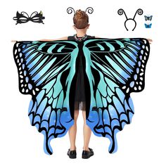 PRICES MAY VARY. 🦋 Elegant Design: Your girls are sure to be magical in the beautiful butterfly wings and you'll love watching her flitting around as if she's a butterfly among flowers. 🎉 Premium Material: The girl butterfly costume is made of 100% polyester fabrics, soft, no-fading, and durable. 👍 Comfortable Size: The butterfly wings for girls have attached loops at the ends to easily slip your kids' hands through, the neckband is 4” longer than similar products. 🎃 Halloween Costume: The g Butterfly Costume Kids, Girls Butterfly Costume, Halloween Butterfly, Antenna Headband, Butterfly Wings Costume, Butterfly Fairy Wings, Baby Costumes Girl, Costume For Girls, Butterfly Costume