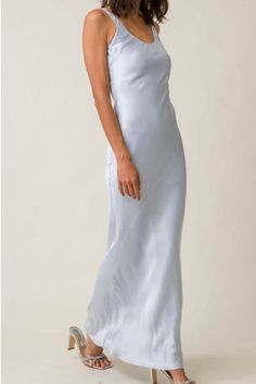 Summer A-line Slip Dress With Bias Cut, Spring Floor-length Bias Cut Slip Dress, Summer Slip Dress With Built-in Bra And Scoop Neck, Summer A-line Bias Cut Slip Dress, Luxury Floor-length Bias Cut Slip Dress, Maxi Slip Dress, Satin Slip, Icy Blue, Satin Slip Dress