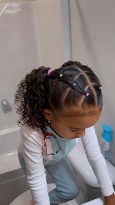 No Braid Protective Styles, Cute Hairstyles For Little Black Girls With Curly Hair, Curly Hairstyles For Little Kids, Mixed Girl Hair Styles Kids, Cute Little Mixed Girl Hair Styles, Cute Hairstyles For Mixed Girls Kids, Toddler Girl Hairstyles Mixed Hair, Little Kid Curly Hairstyles Girl