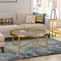 a living room scene with focus on the coffee table