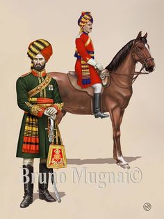 a painting of two men in uniforms on horses