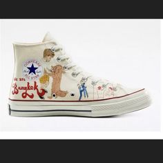 Converse Chuck 70 Hi Spencer Mcmullen Tyler The Creator Size Men’s 8.5 / 6 Converse Custom Sneakers With Red Sole, Color Converse, White Chucks, Jack Purcell, Shoes Converse, Lingerie Boutique, Converse Chuck 70, Custom Ties, Chuck 70