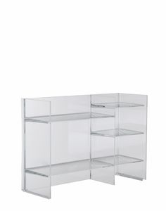 an empty glass shelf with shelves on each side