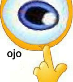 an eyeball with the word oj on it and a finger pointing at it