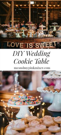 a table filled with lots of different types of cookies and pastries on top of it